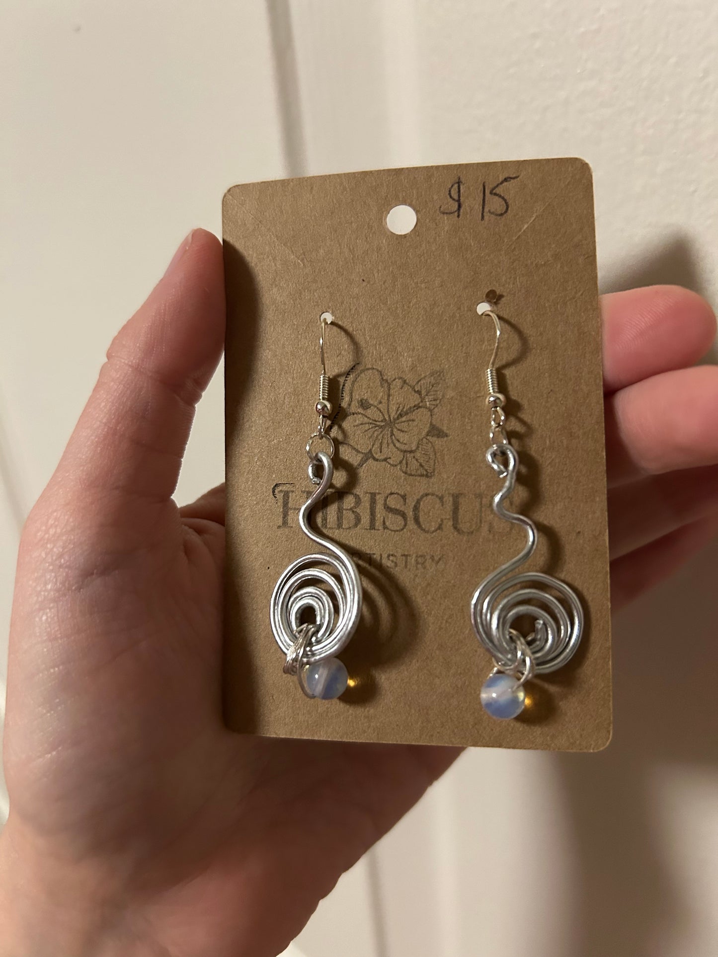 Silver Spiral Earrings - Opalite