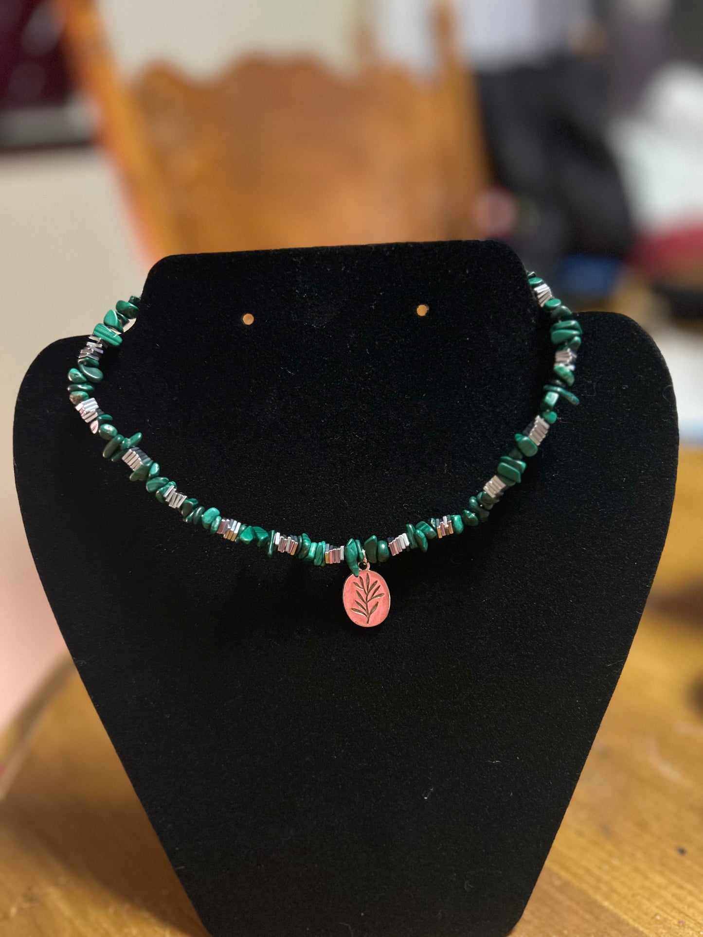 14” Beaded Choker - Malachite & Hematite