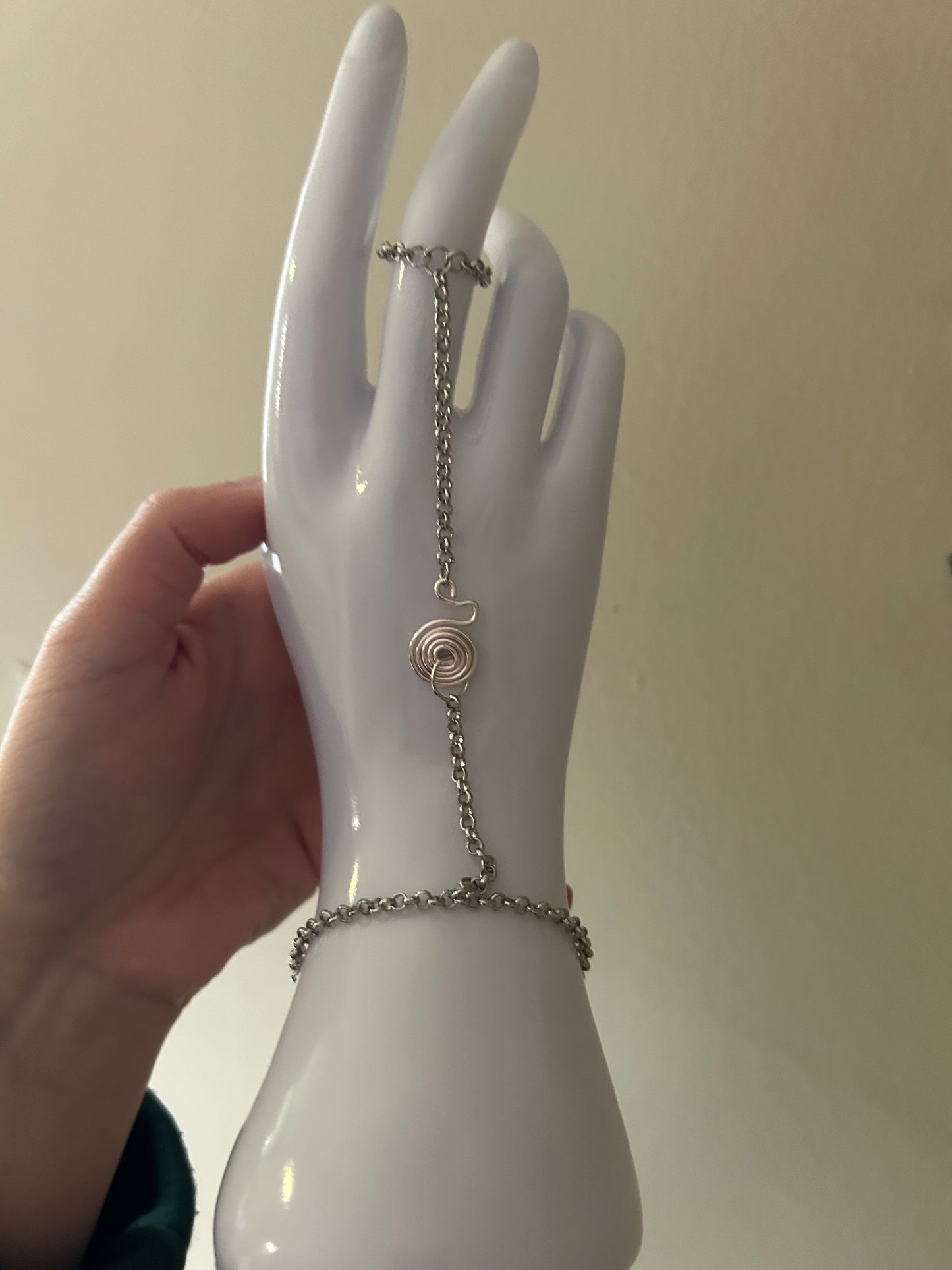 Silver Spiral Hand Chain