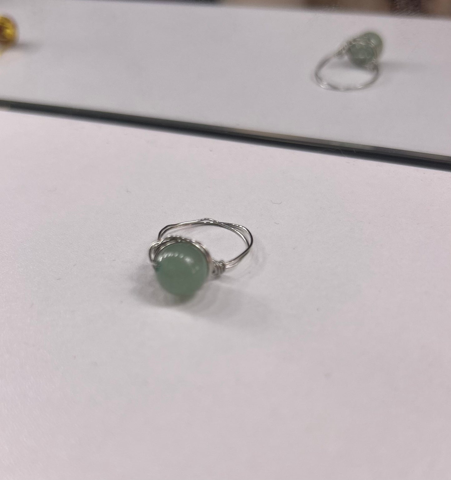 Crystal Wire Wrap Rings -8mm Bead, 0.5mm wire