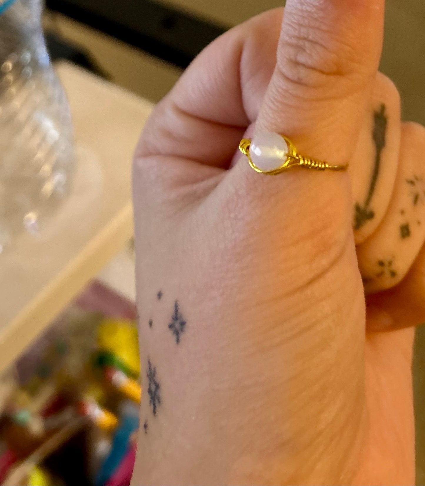 Wire Wrapped Crystal Rings - 6mm bead