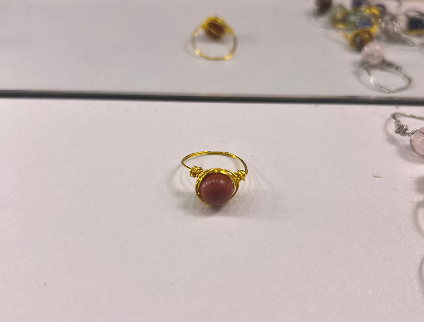 Crystal Wire Wrap Rings -8mm Bead, 0.5mm wire
