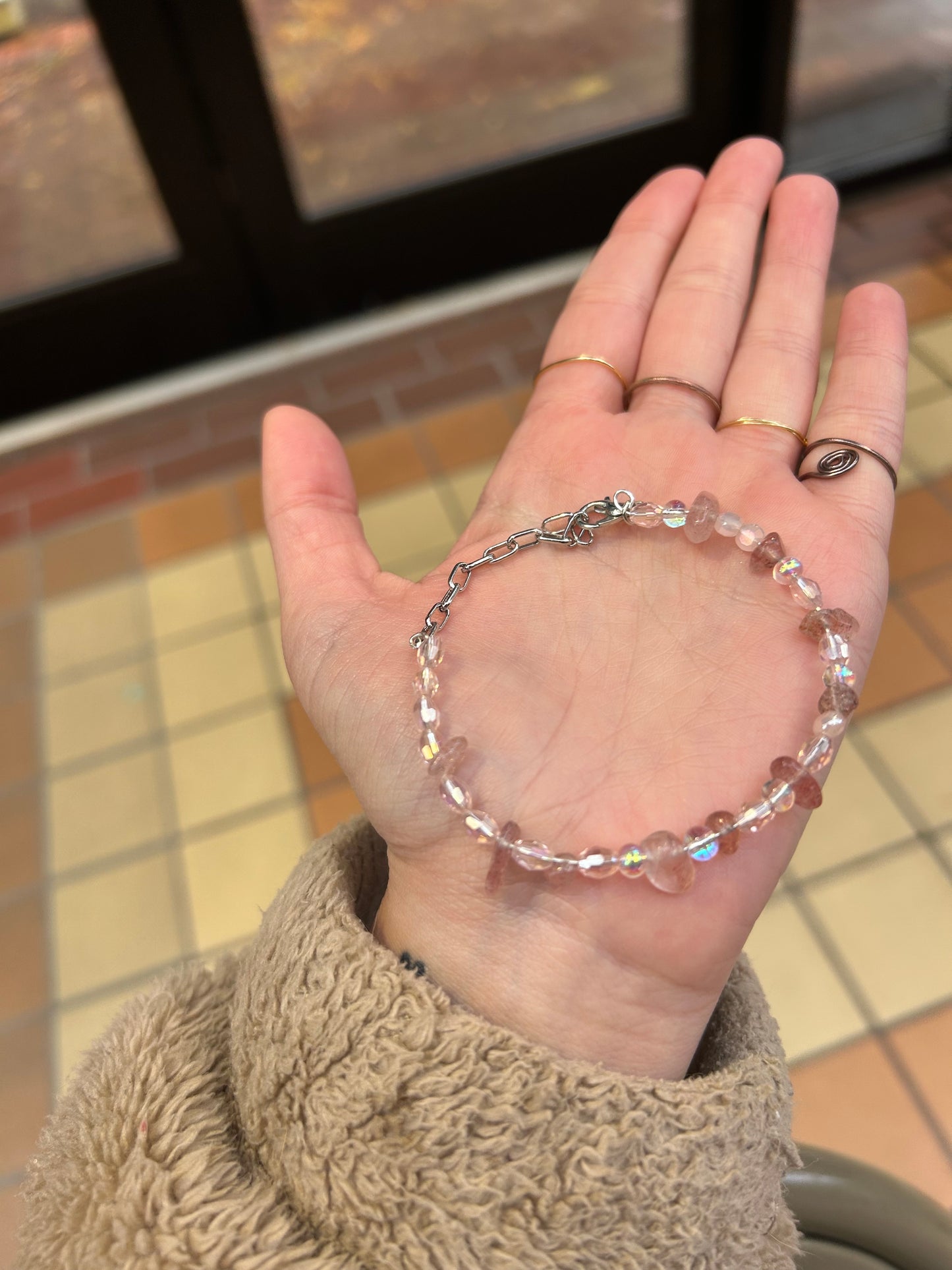 Strawberry Quartz Beaded Bracelet