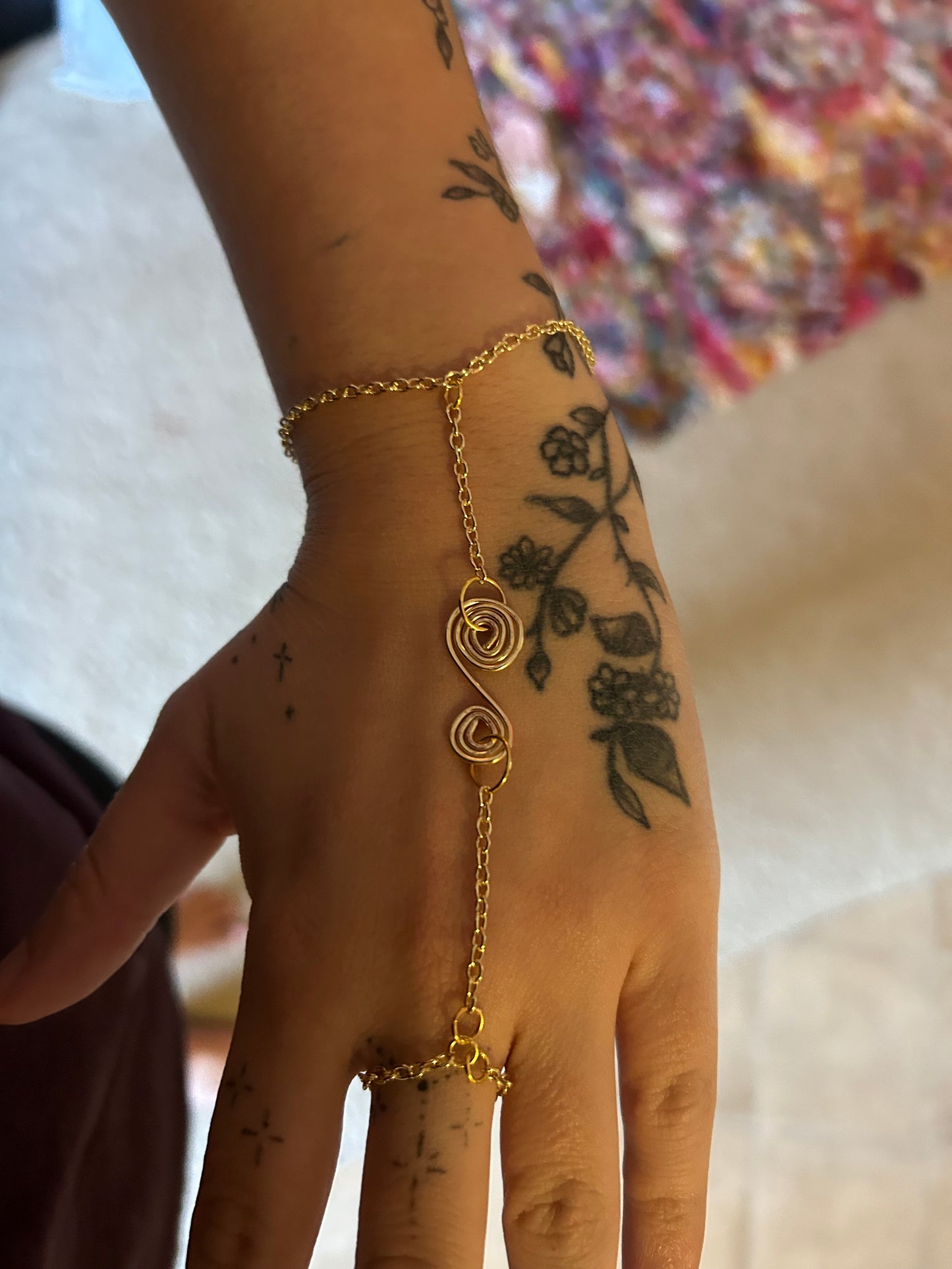 Gold Spiral Hand Chain