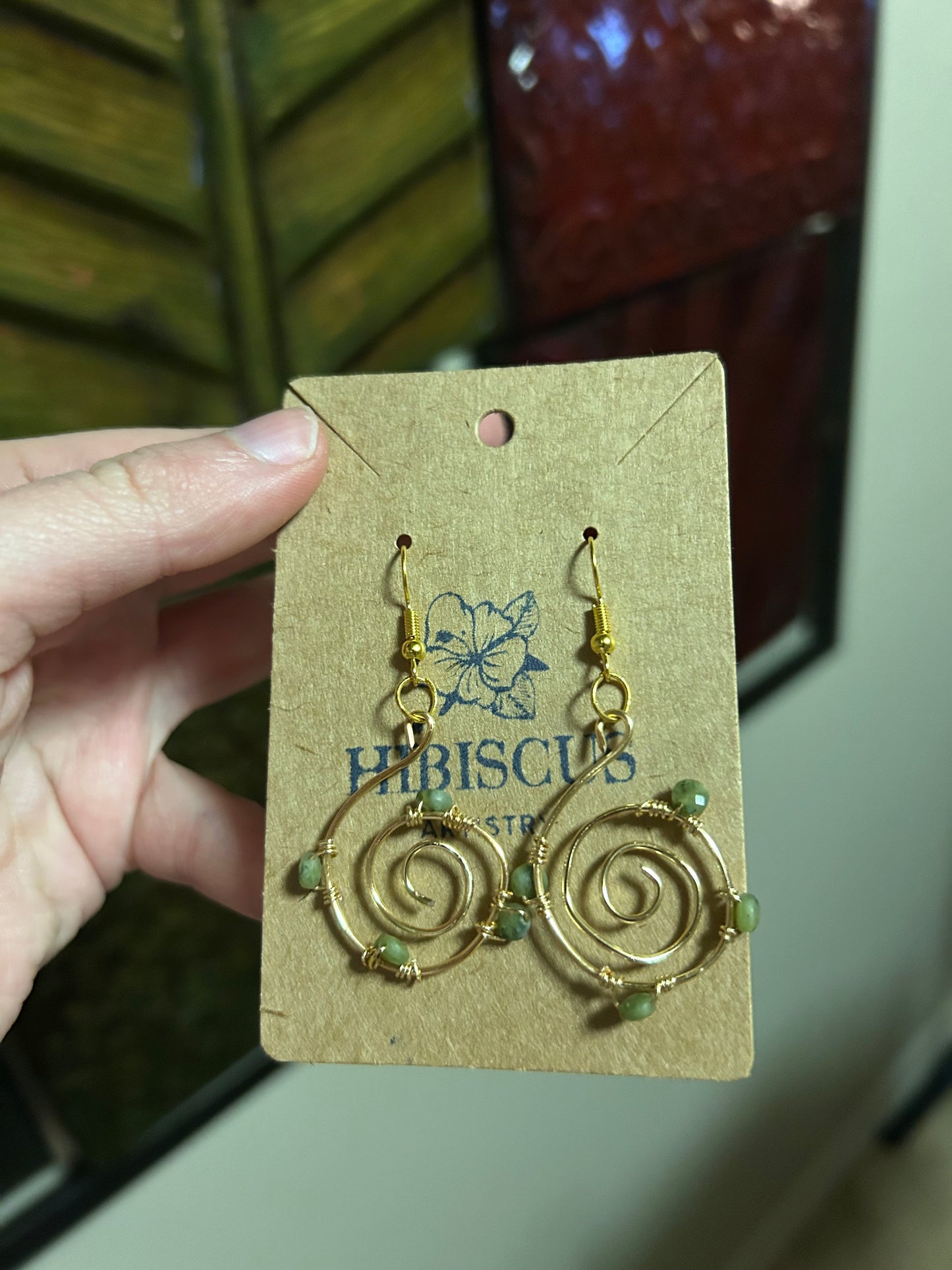 Gold Spiral Earrings - Jade