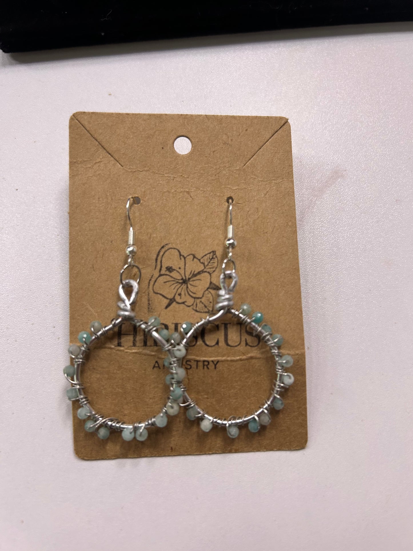 Wire Wrapped Silver Amazonite Earrings
