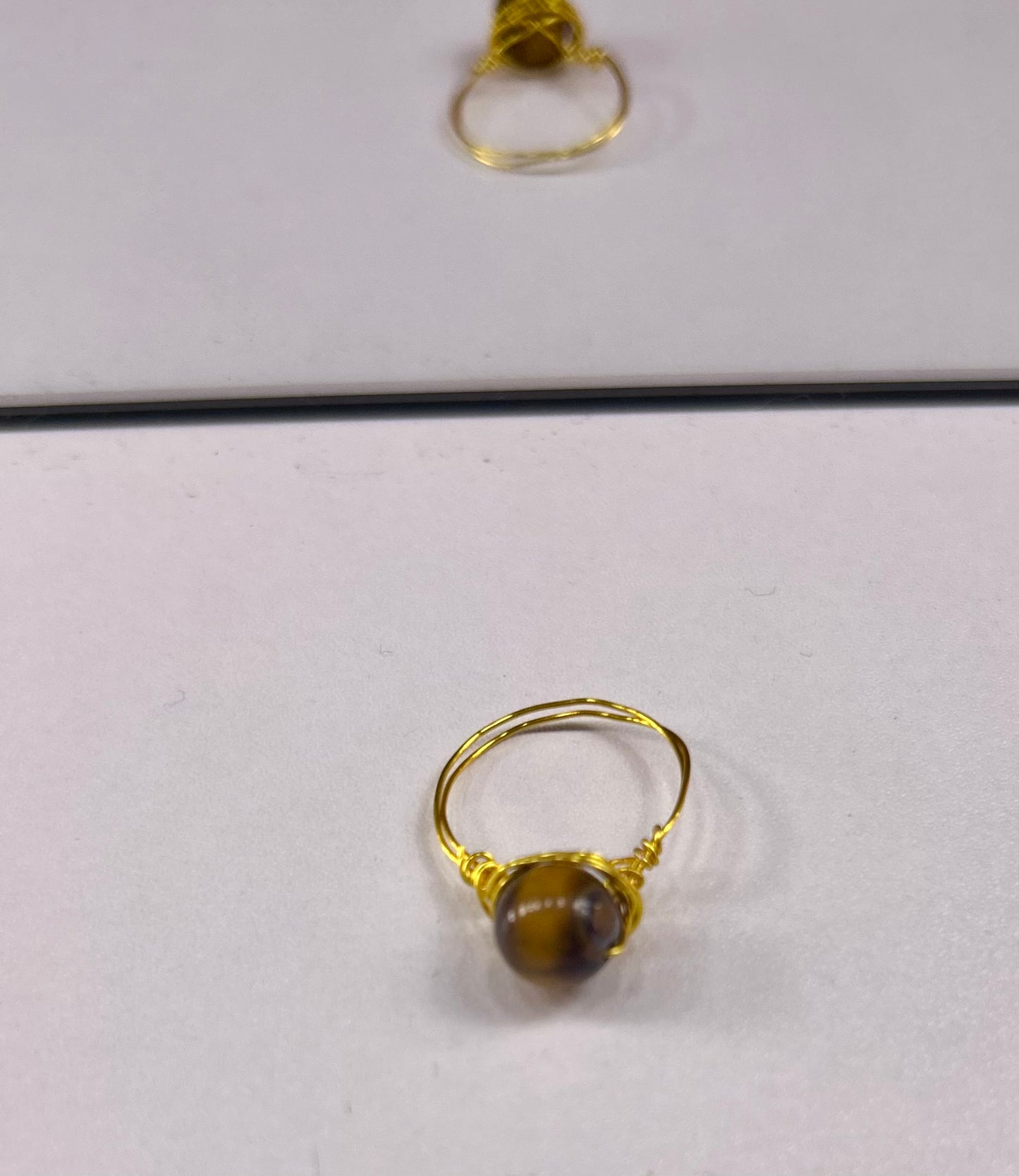 Crystal Wire Wrap Rings -8mm Bead, 0.5mm wire