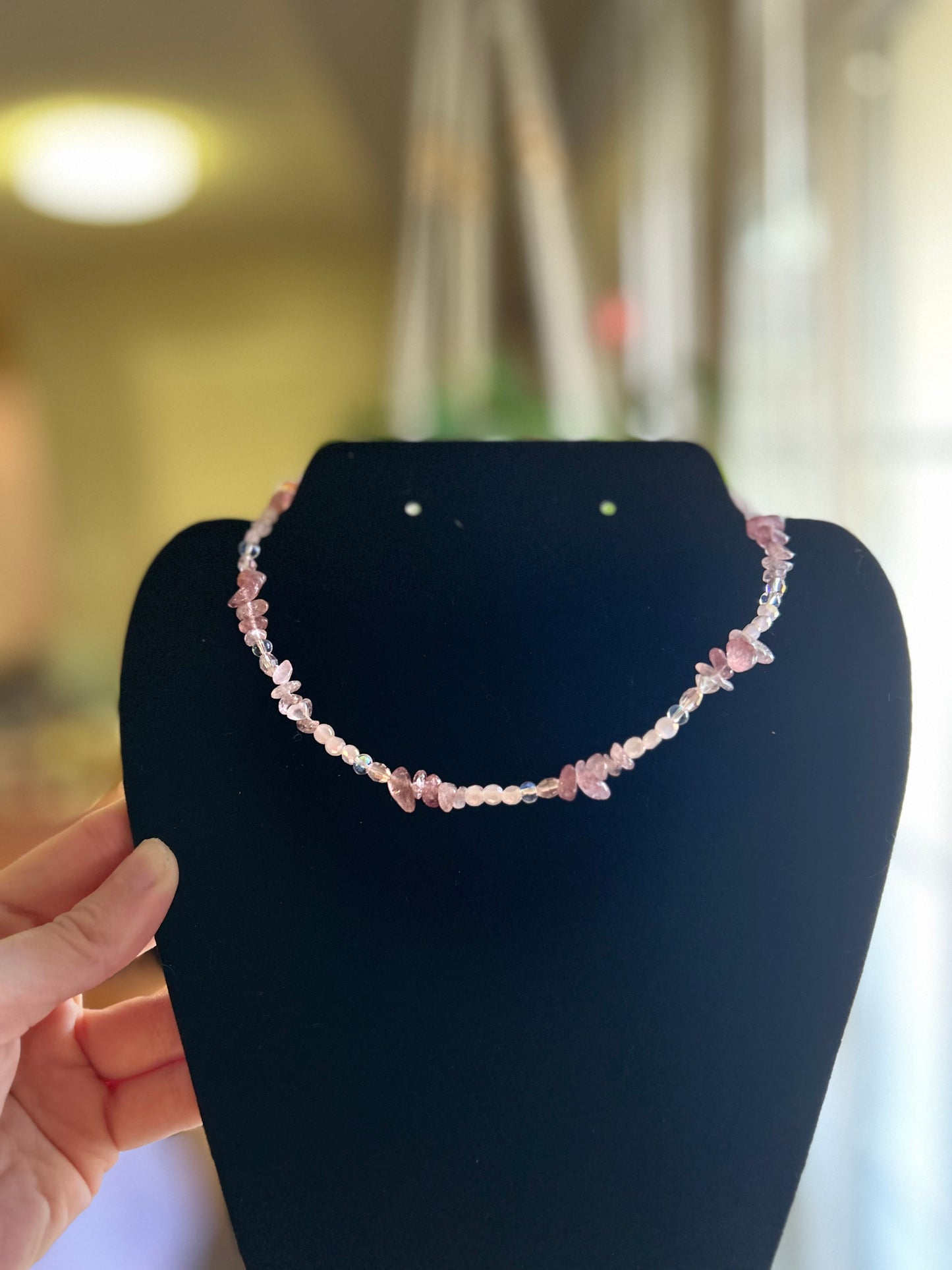 Strawberry Quartz Beaded Choker