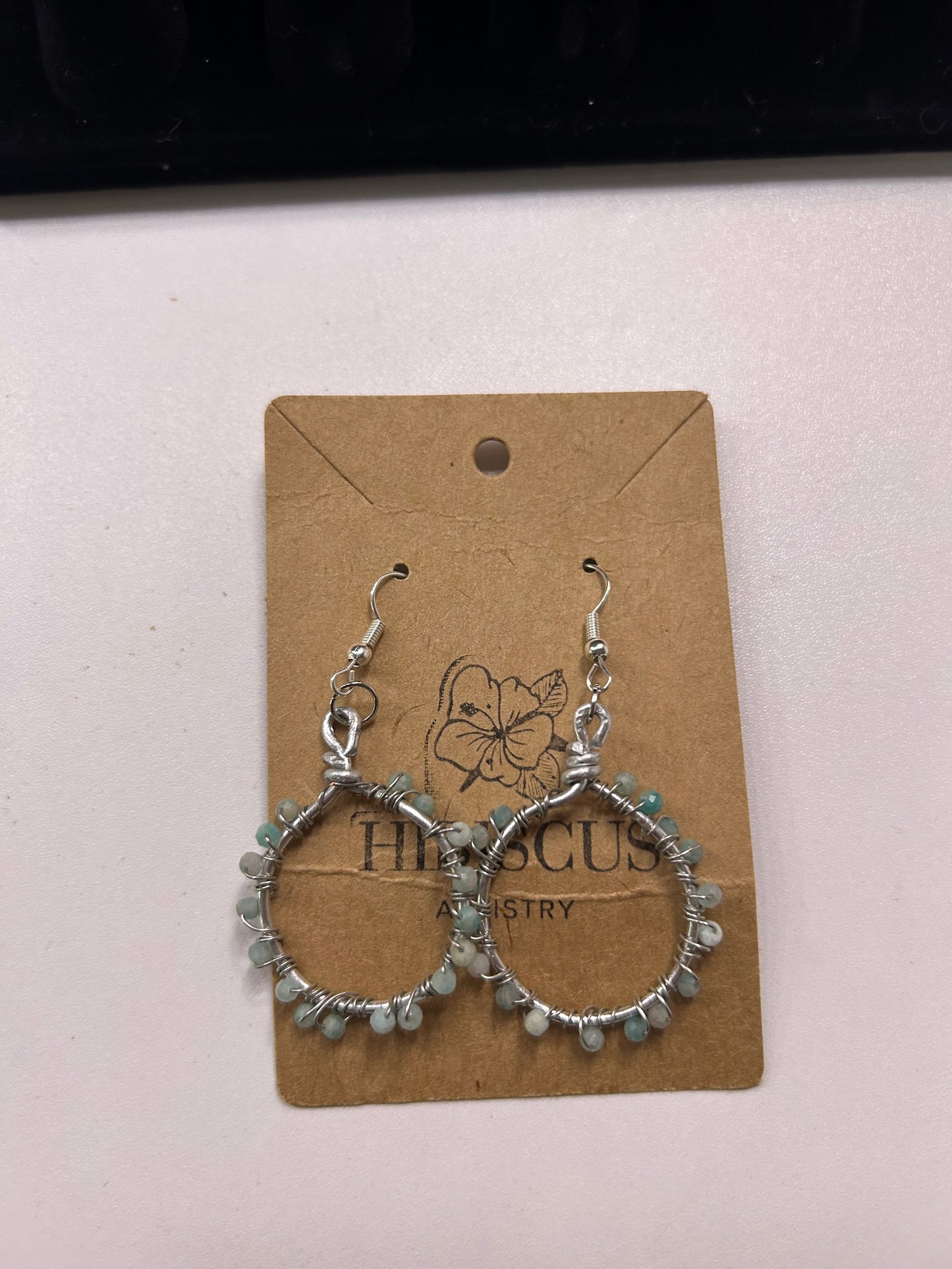 Wire Wrapped Silver Amazonite Earrings