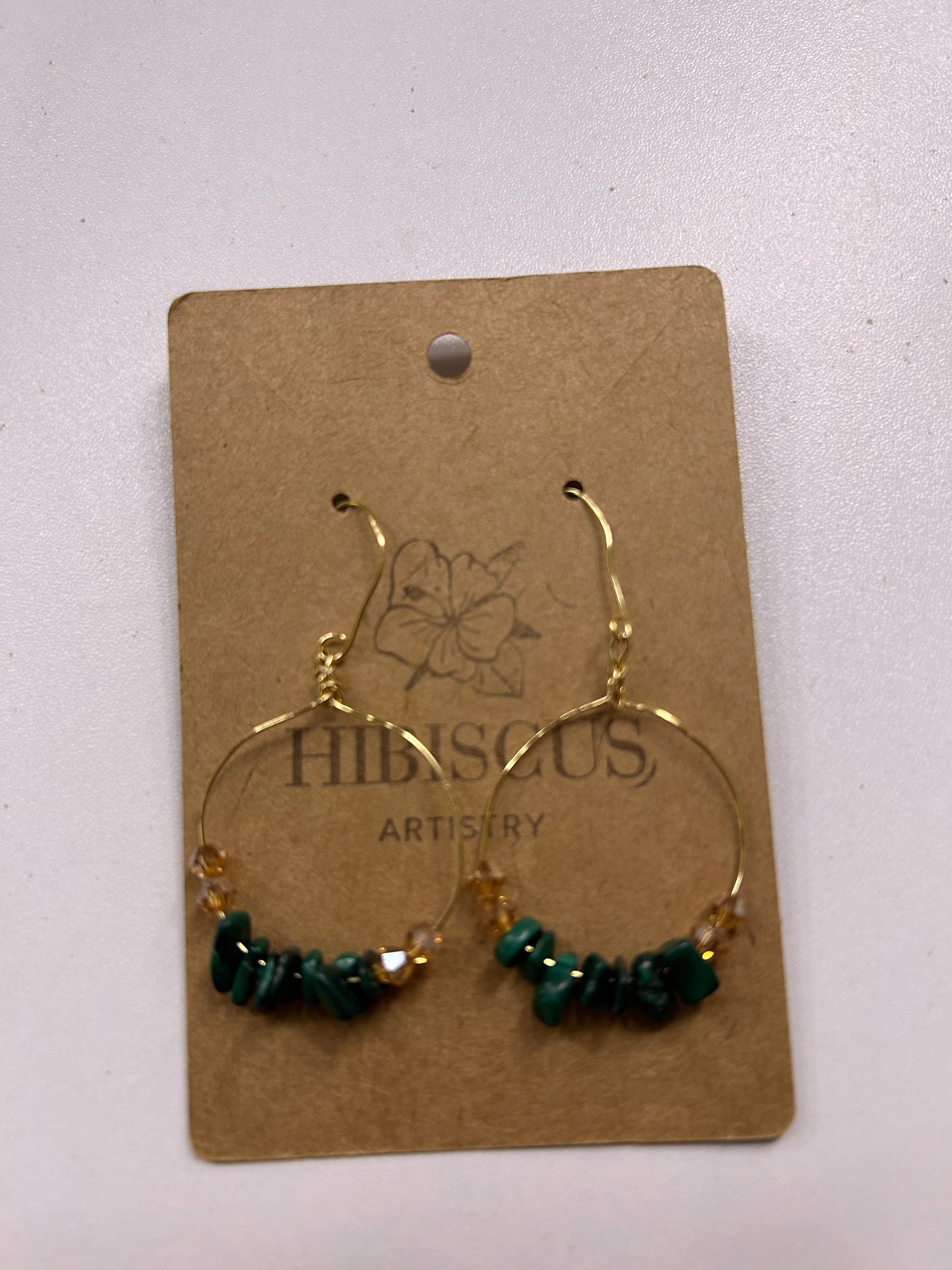 Gold Malachite Hoop Earrings