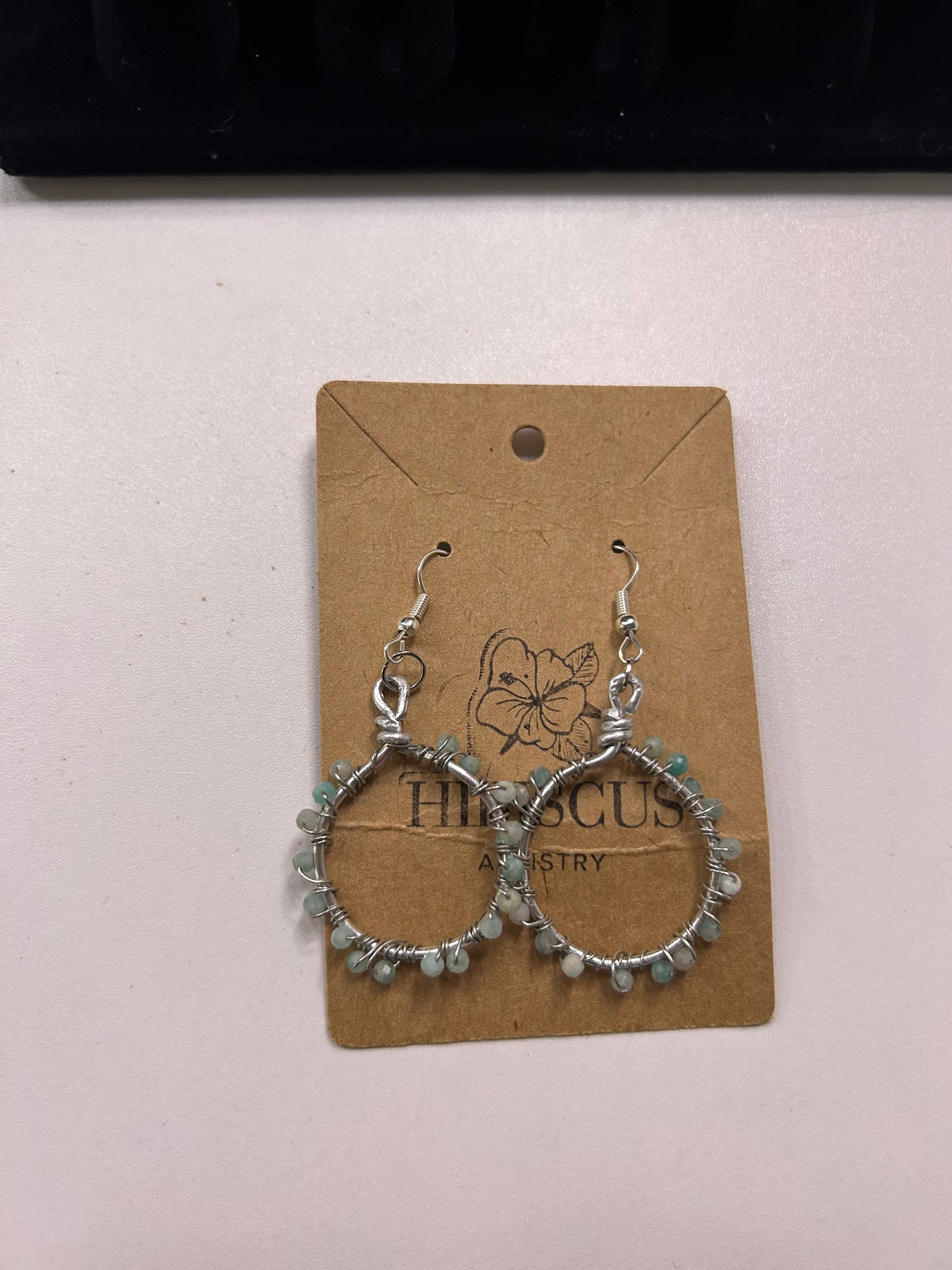 Wire Wrapped Silver Amazonite Earrings