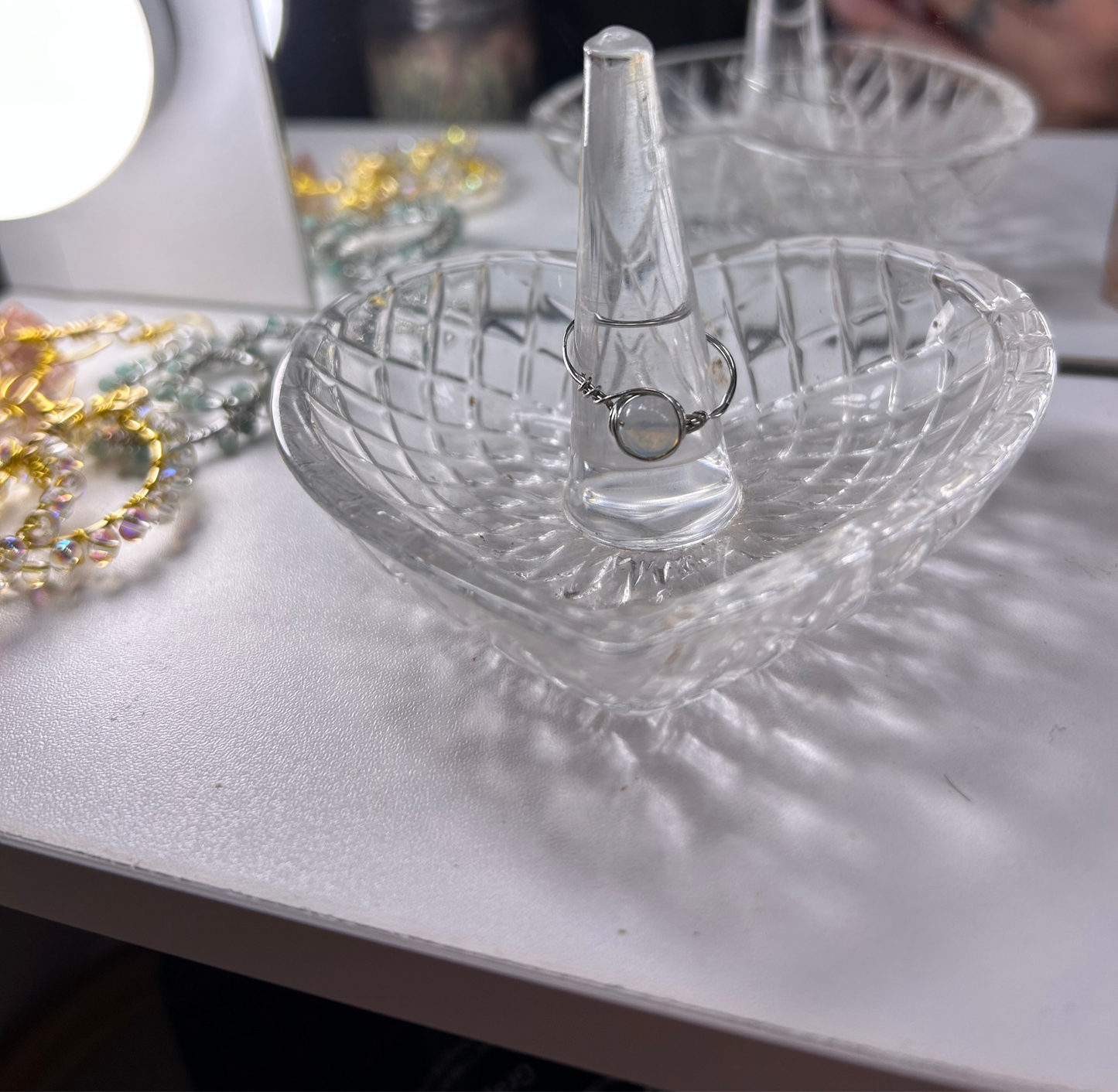 Wire Wrapped Crystal Rings - 6mm bead