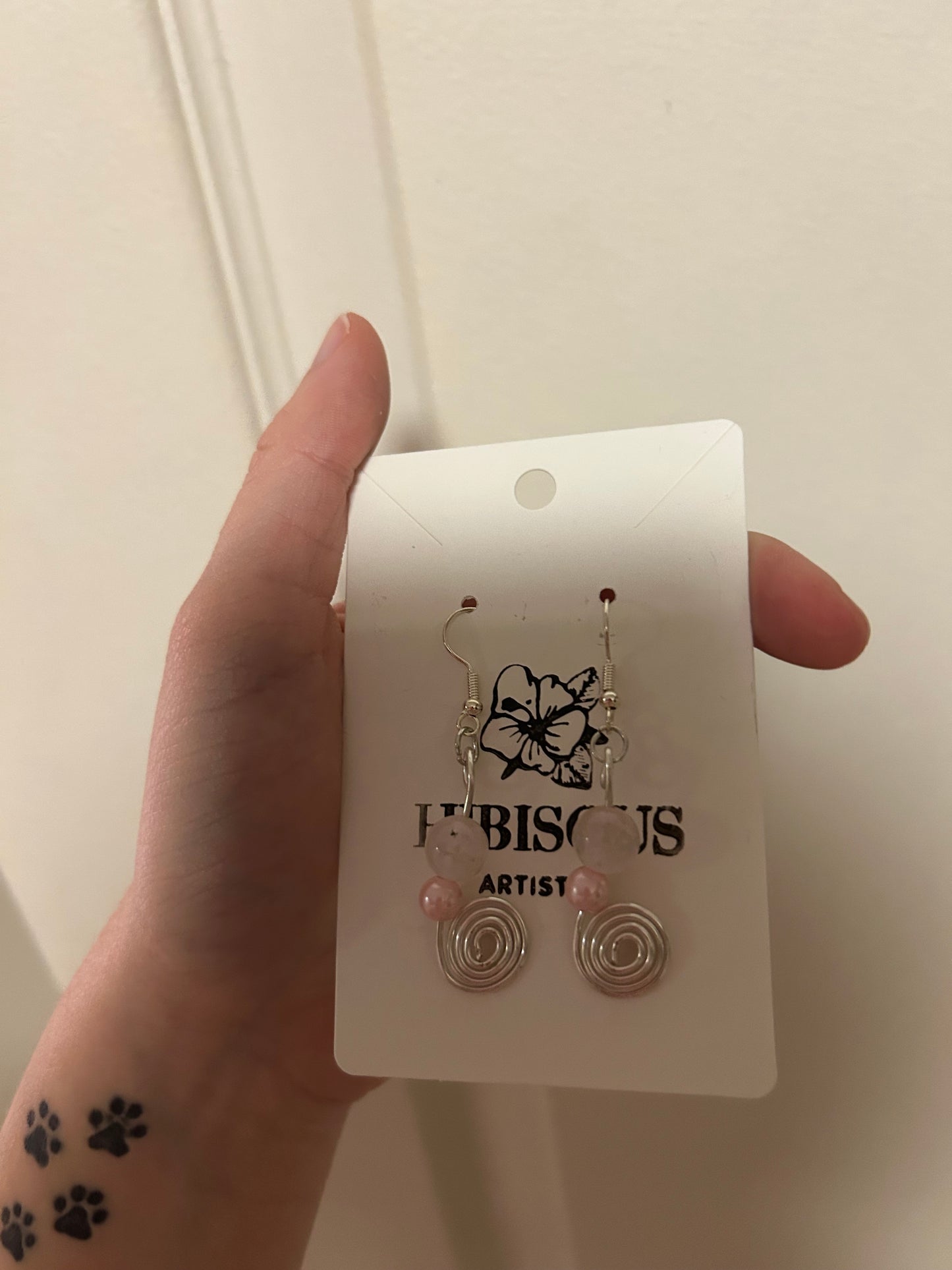 Rose Quartz Silver Spiral Earrings