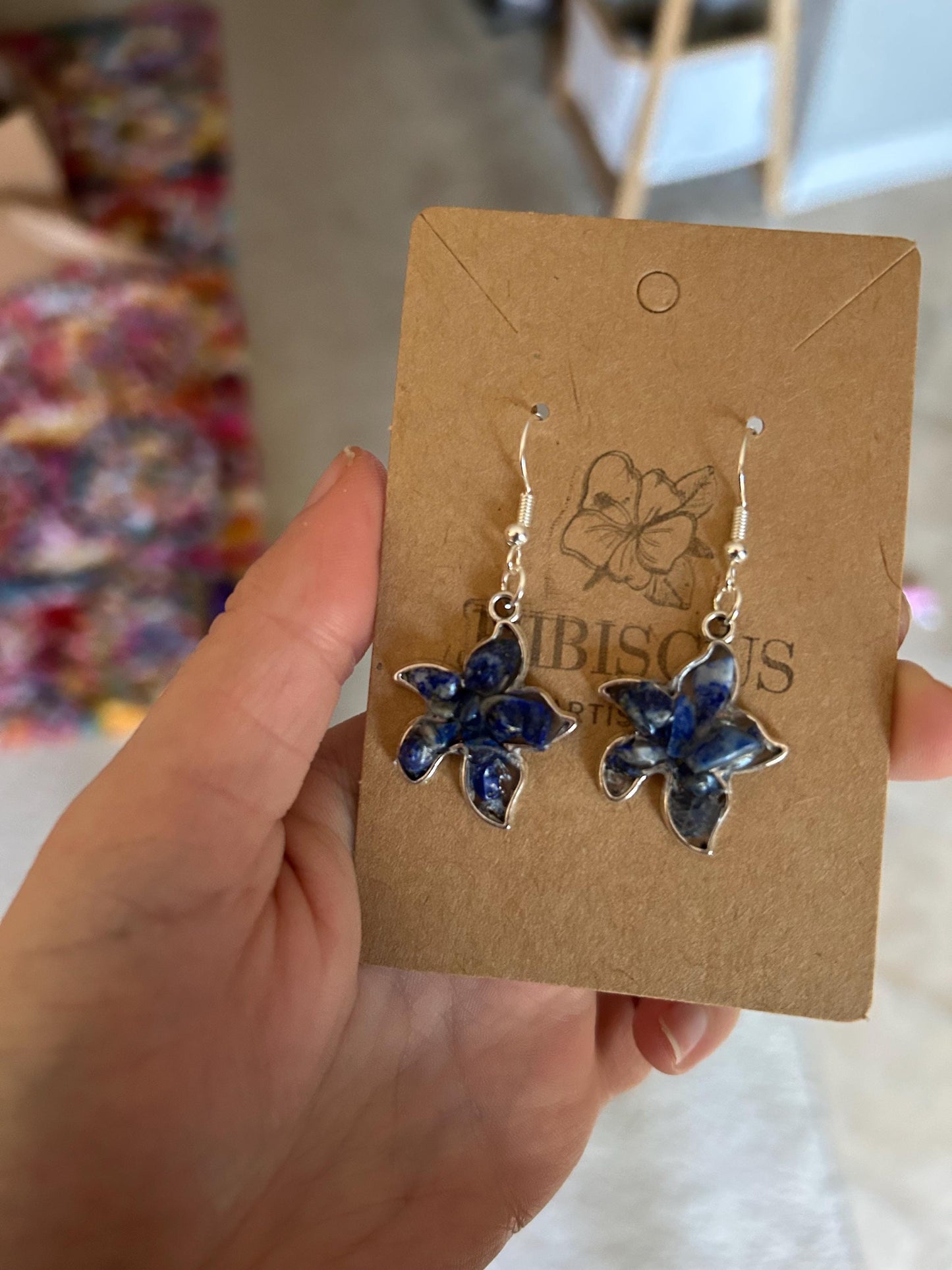 Silver Starfish Earrings - Lapis Lazuli