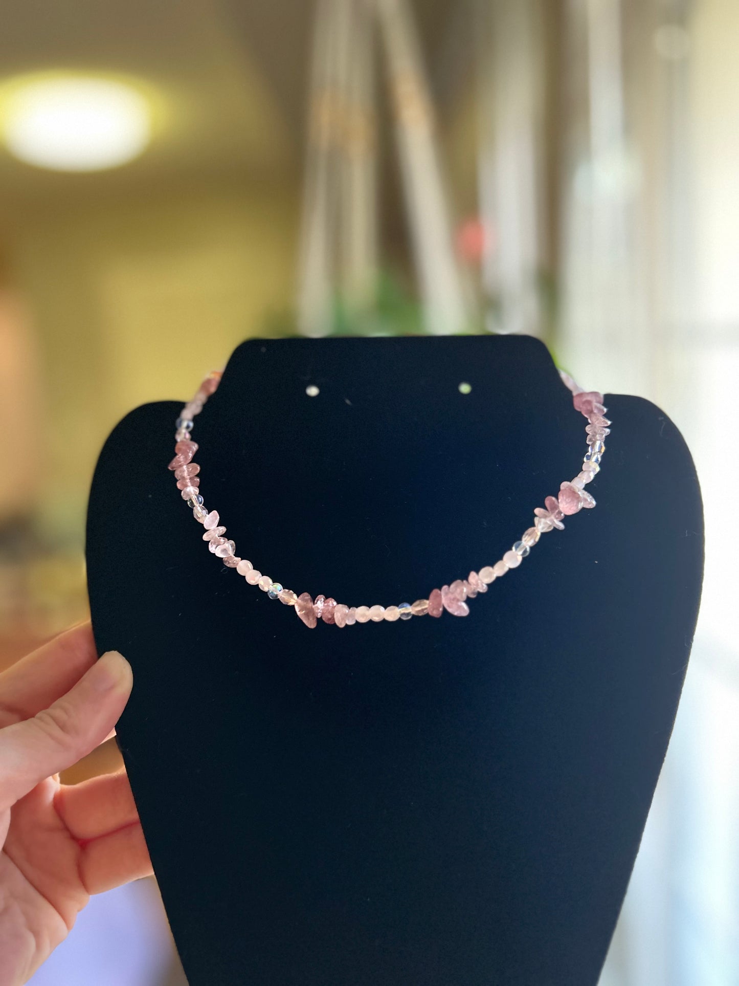 Strawberry Quartz Beaded Choker