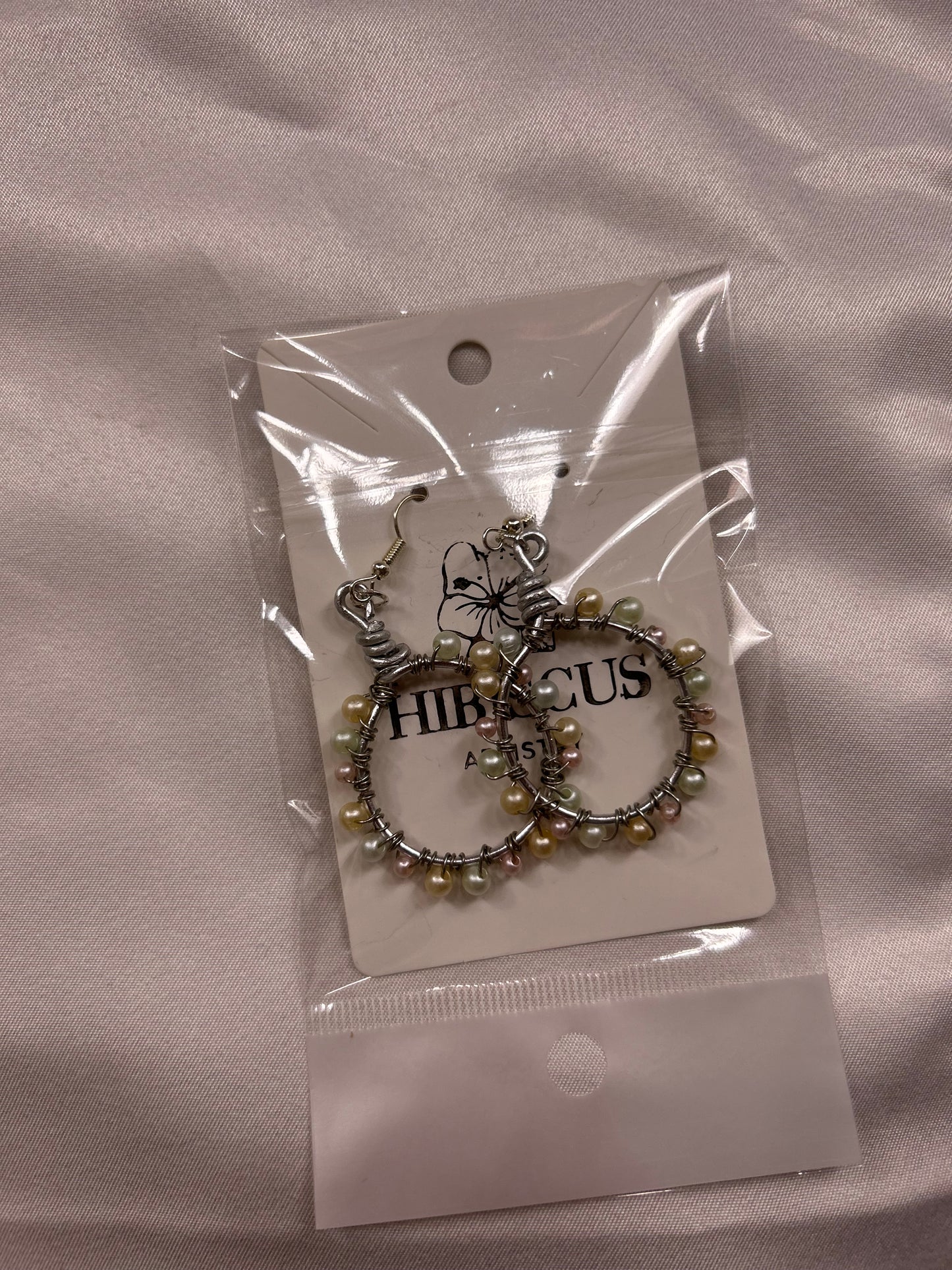 Pastel Pearl Hoop Earrings - Silver