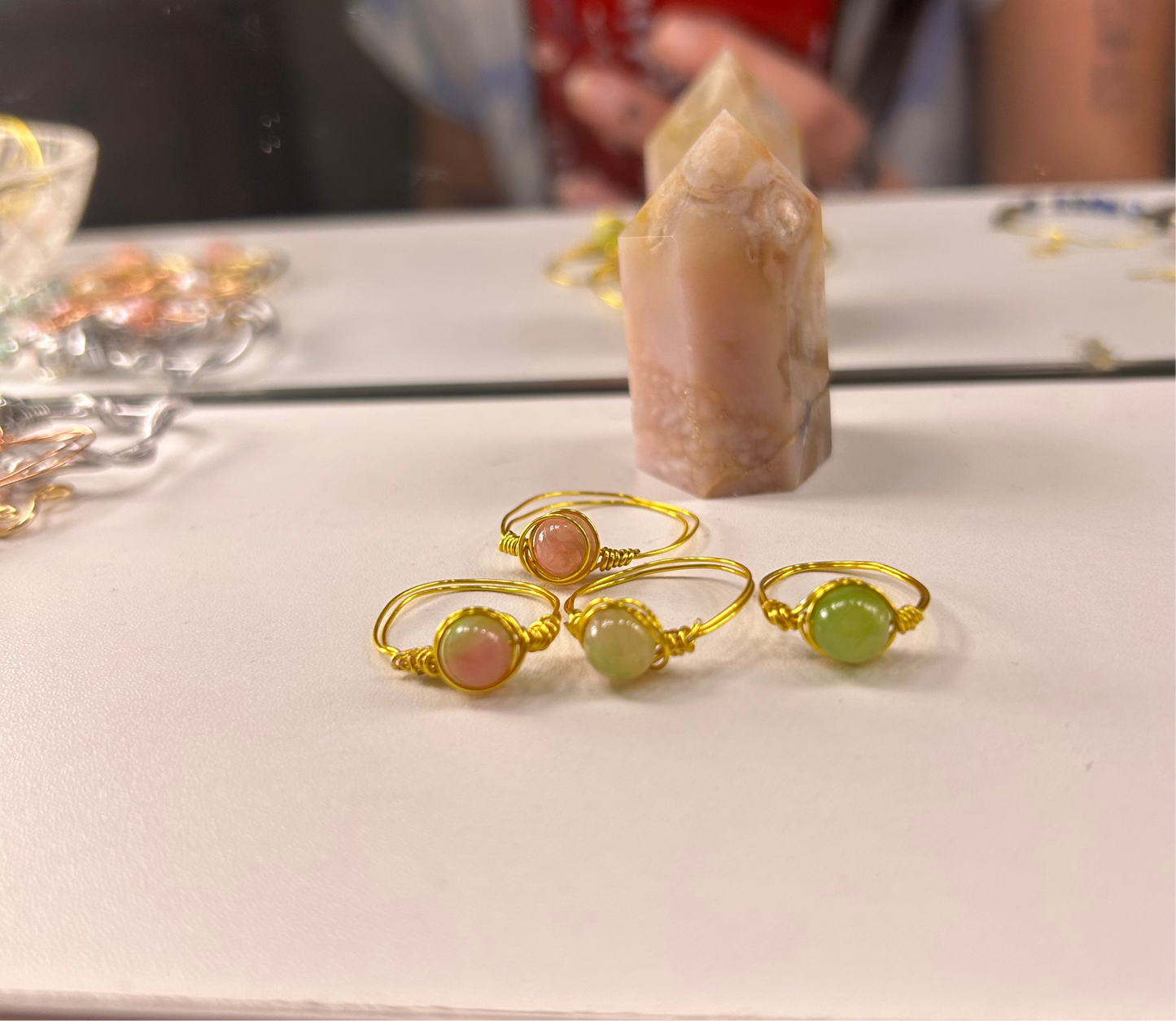 Wire Wrapped Crystal Rings - 6mm bead