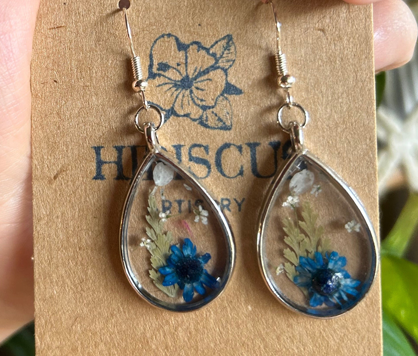 Blue Floral Drop Earrings