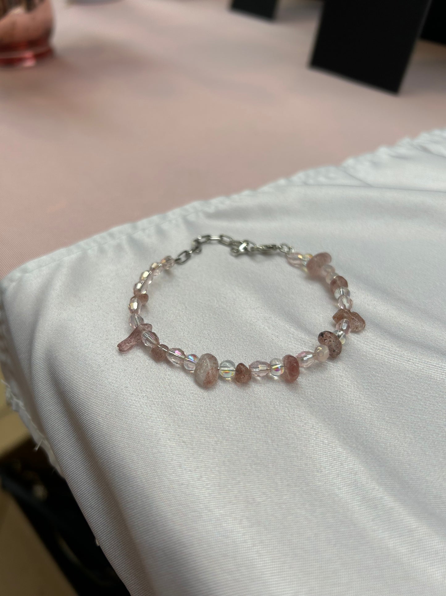 Strawberry Quartz Beaded Bracelet