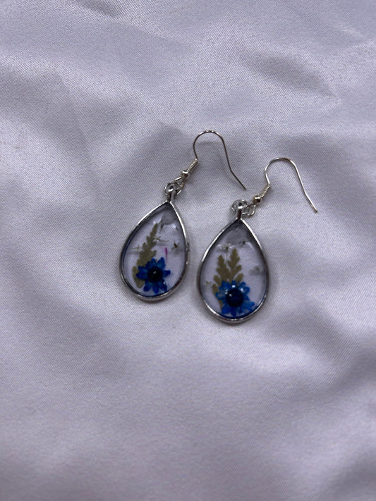 Blue Floral Drop Earrings