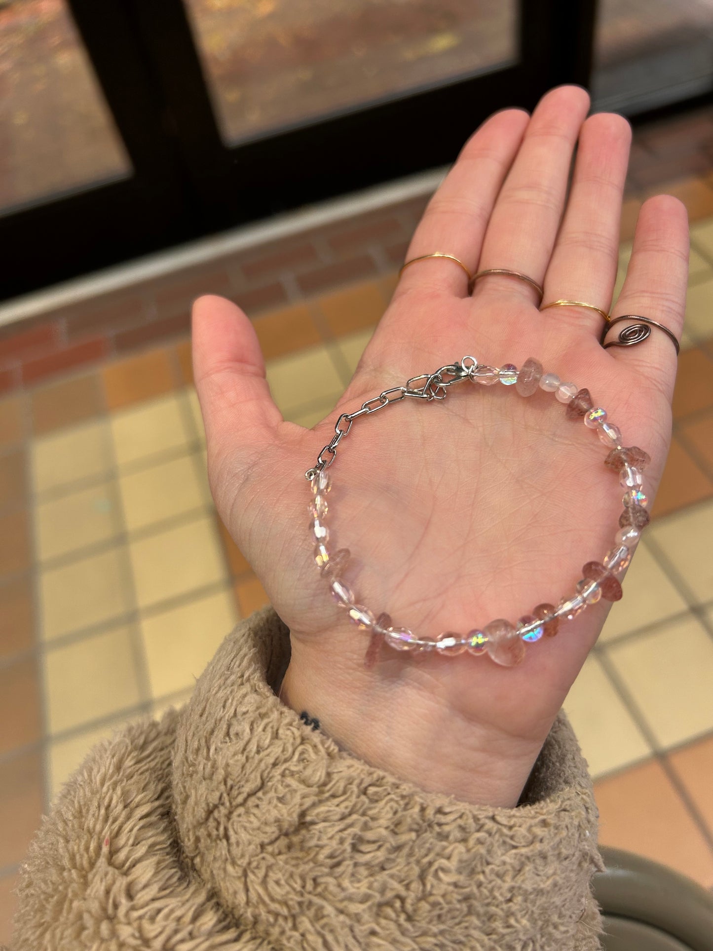Strawberry Quartz Beaded Bracelet