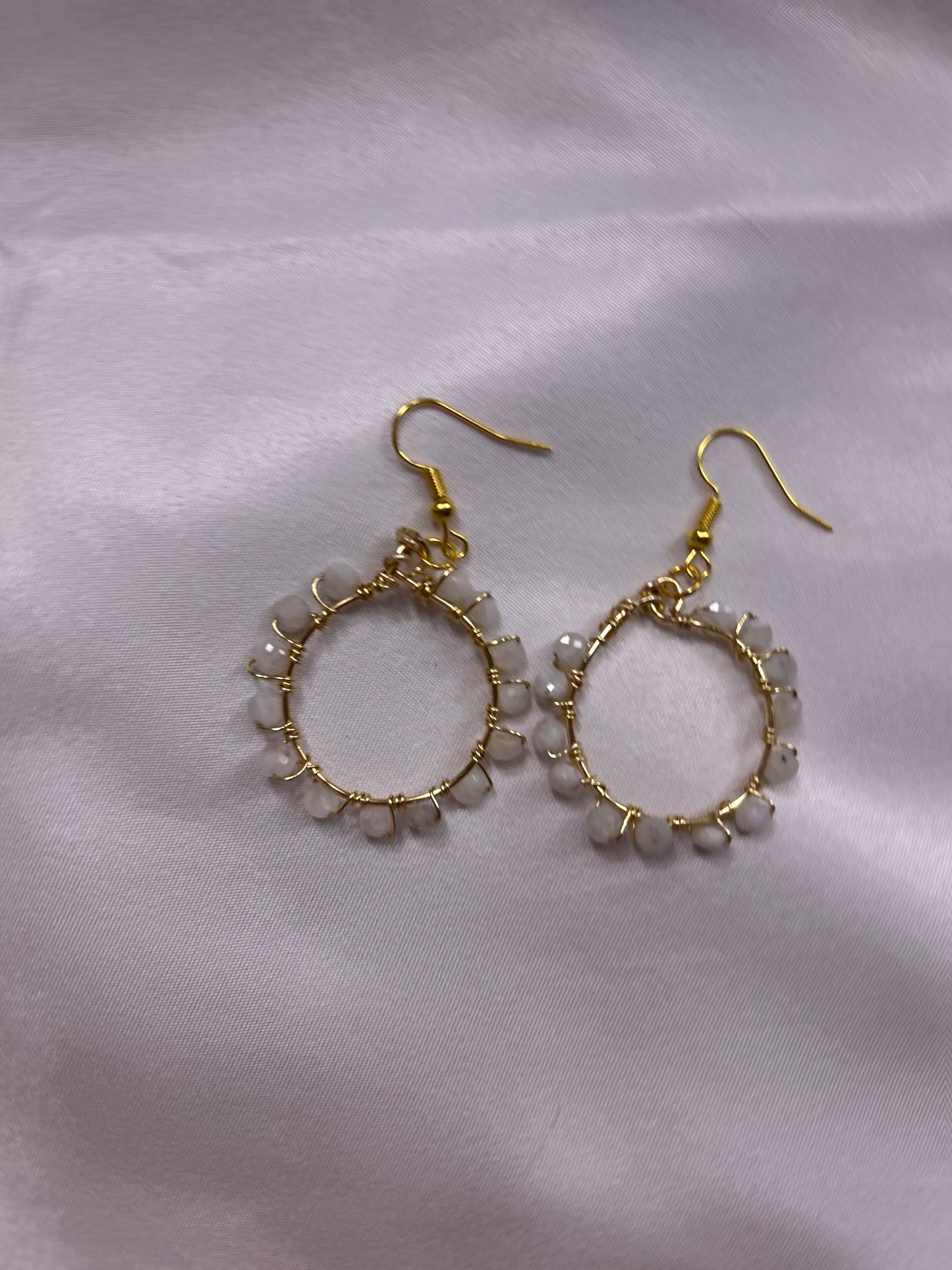 Gold Moonstone Hoop Earrings