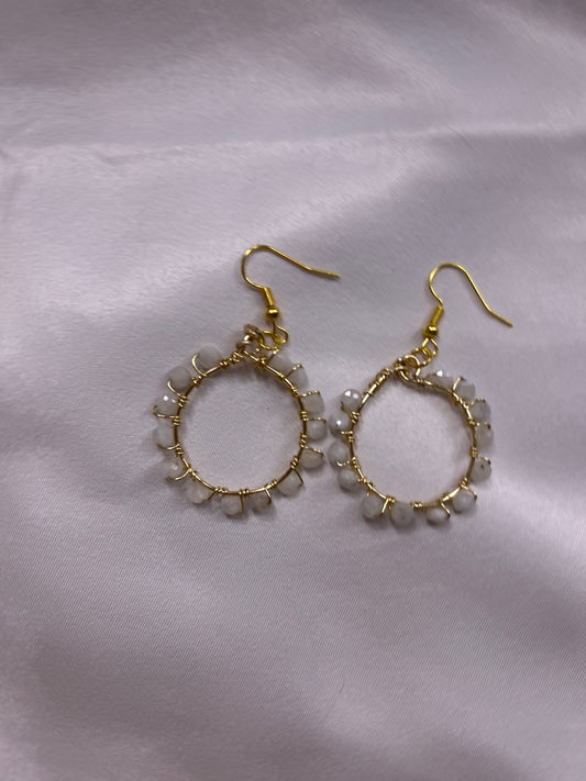 Gold Moonstone Hoop Earrings