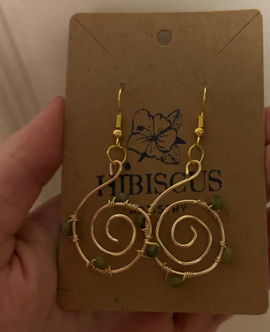 Gold Spiral Earrings - Jade