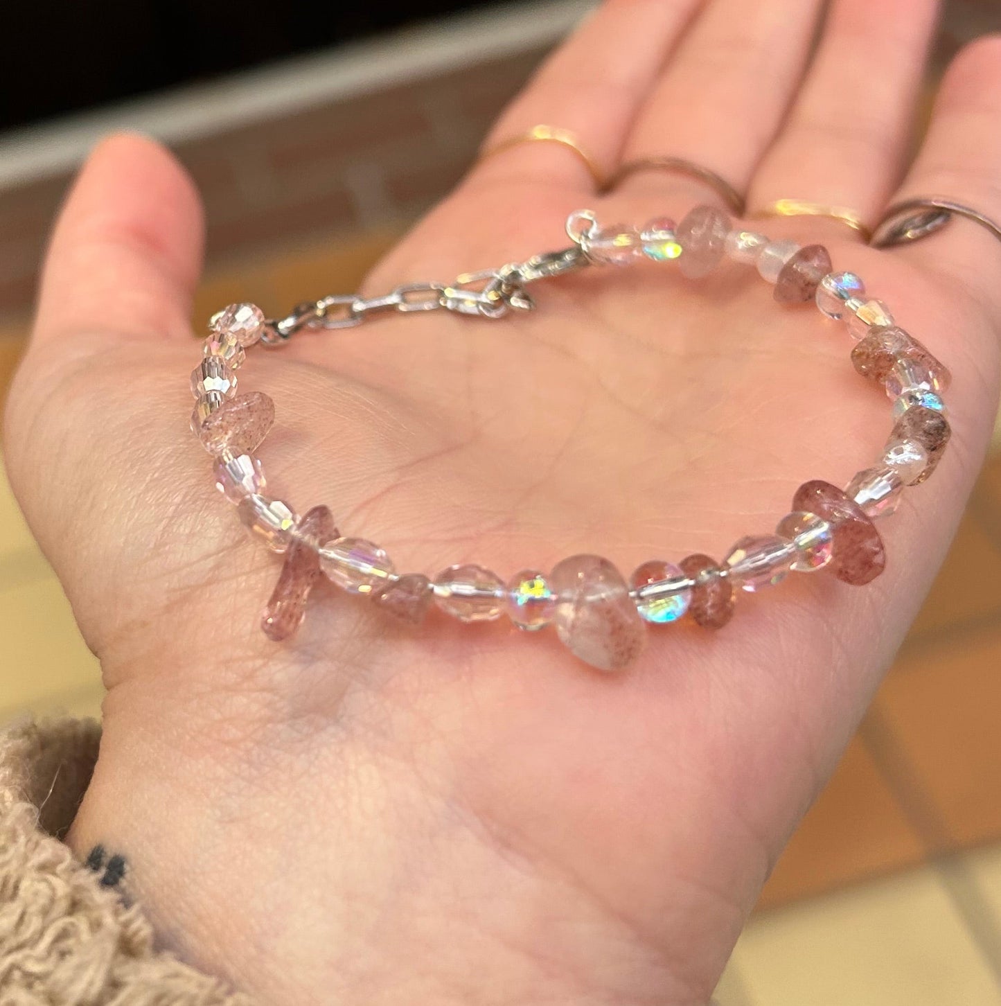 Strawberry Quartz Beaded Bracelet