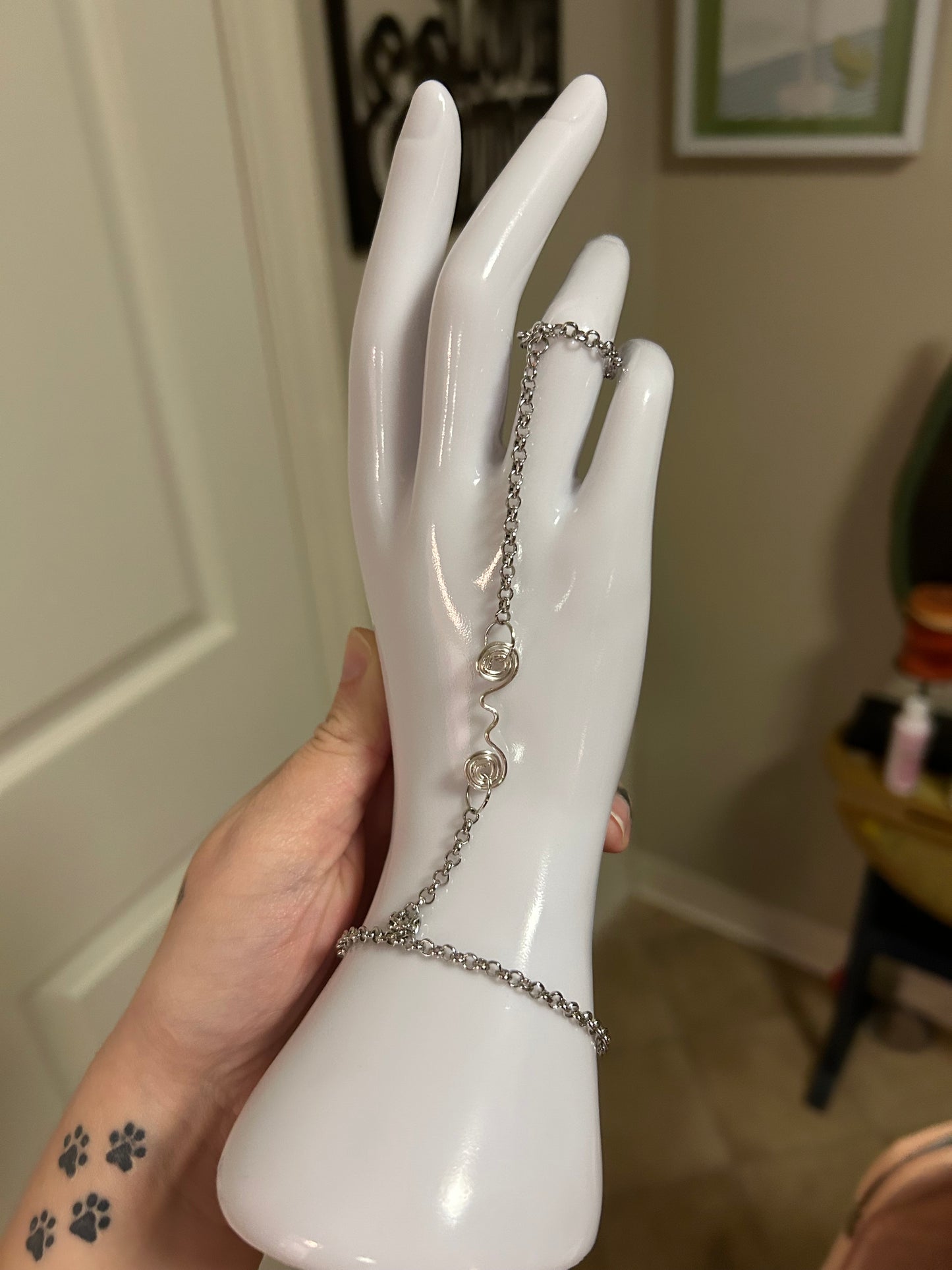 Silver Spiral Hand Chain