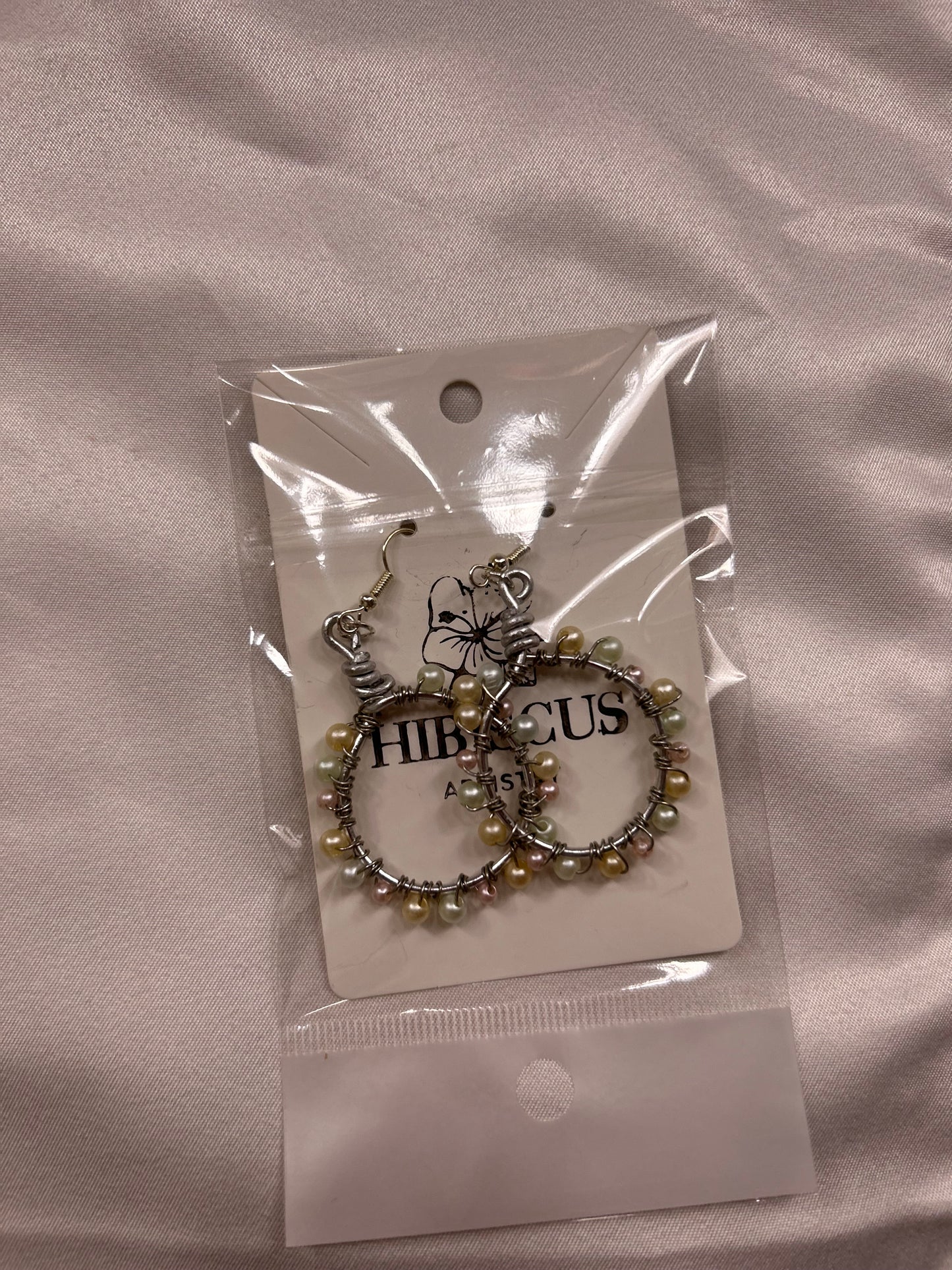 Pastel Pearl Hoop Earrings - Silver