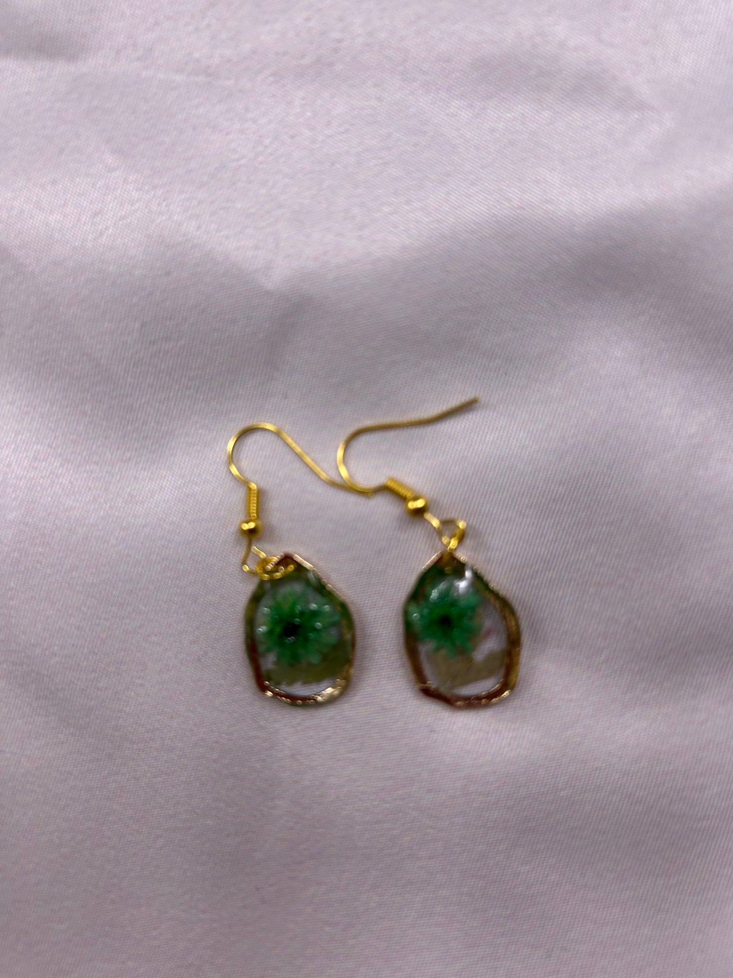 Small Gold Drop Earrings - Blue Florals