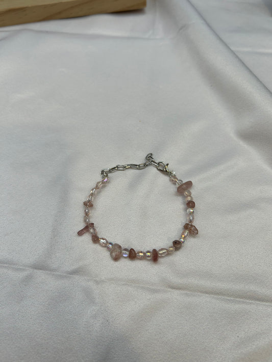 Strawberry Quartz Beaded Bracelet