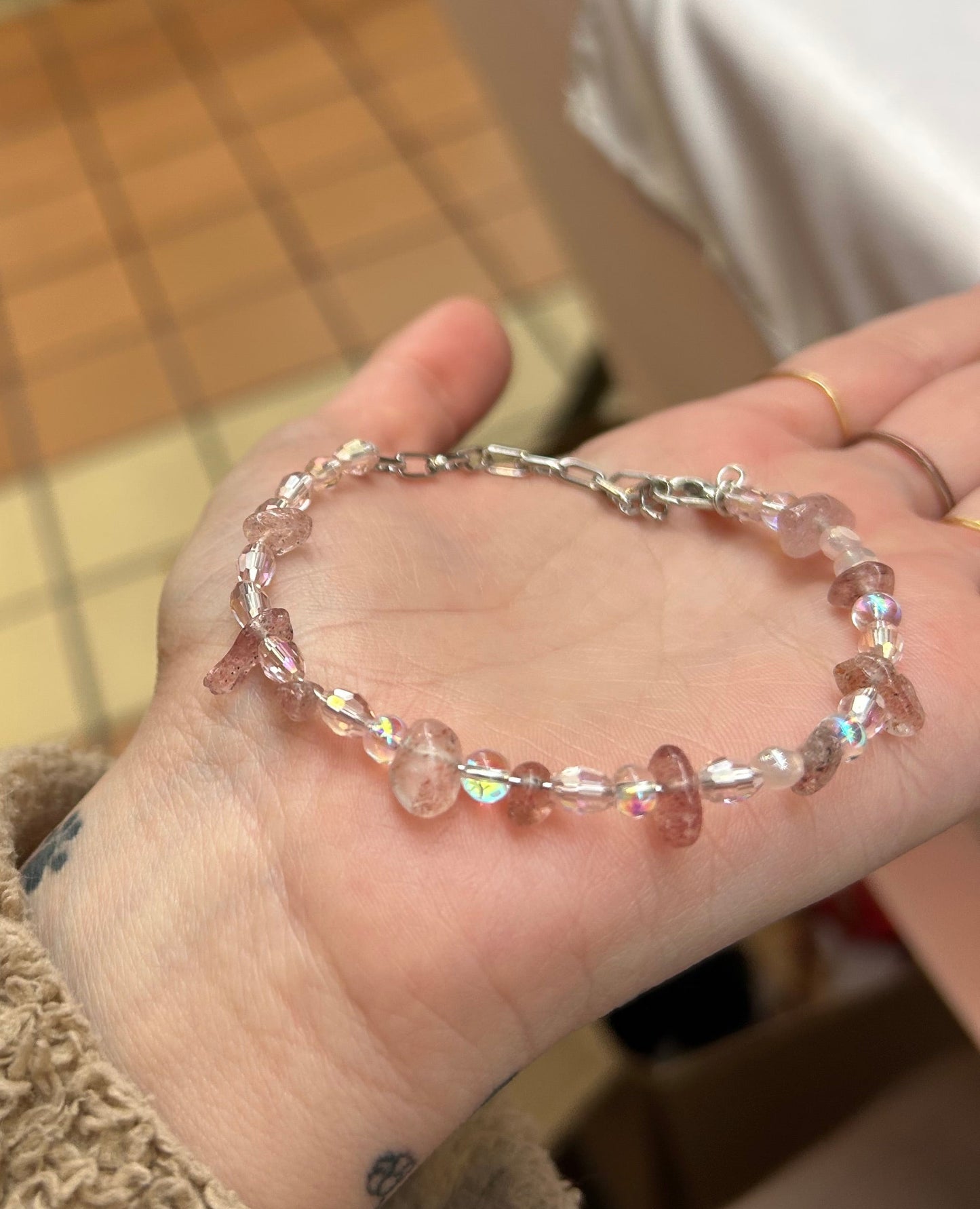 Strawberry Quartz Beaded Bracelet