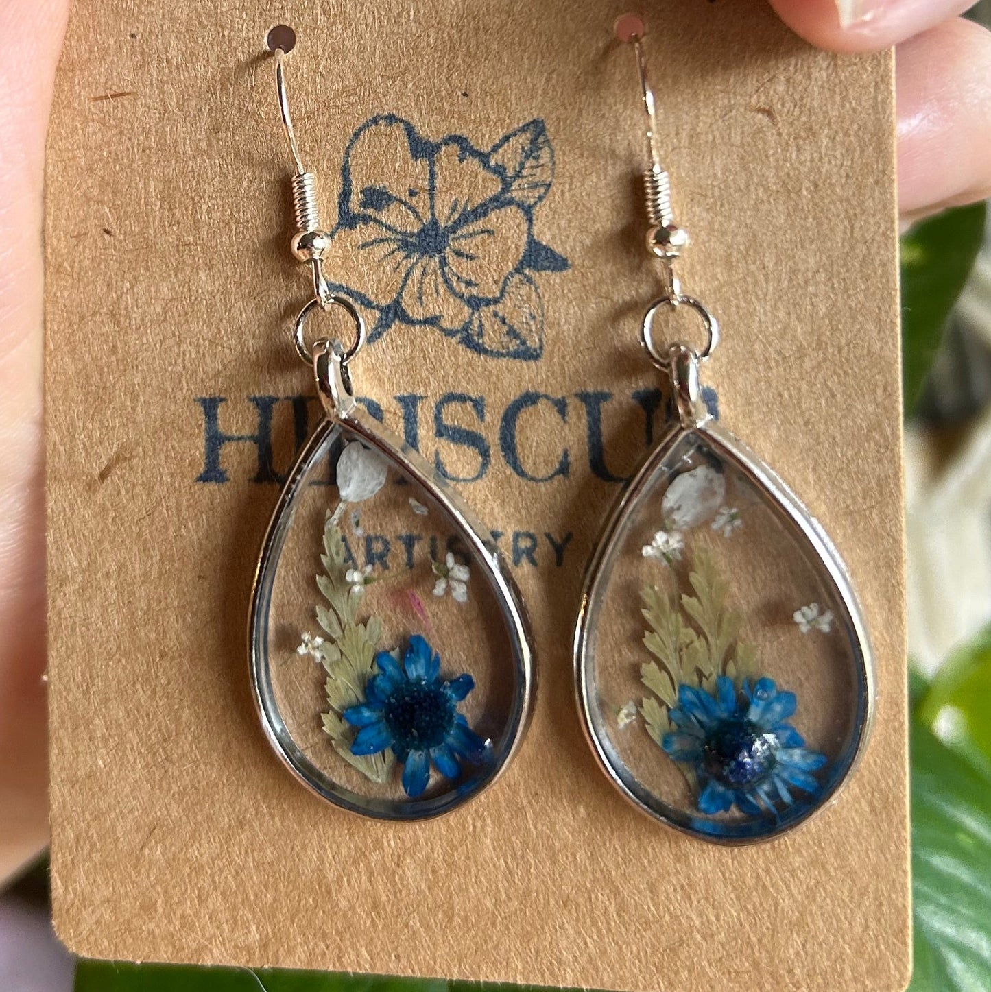 Blue Floral Drop Earrings