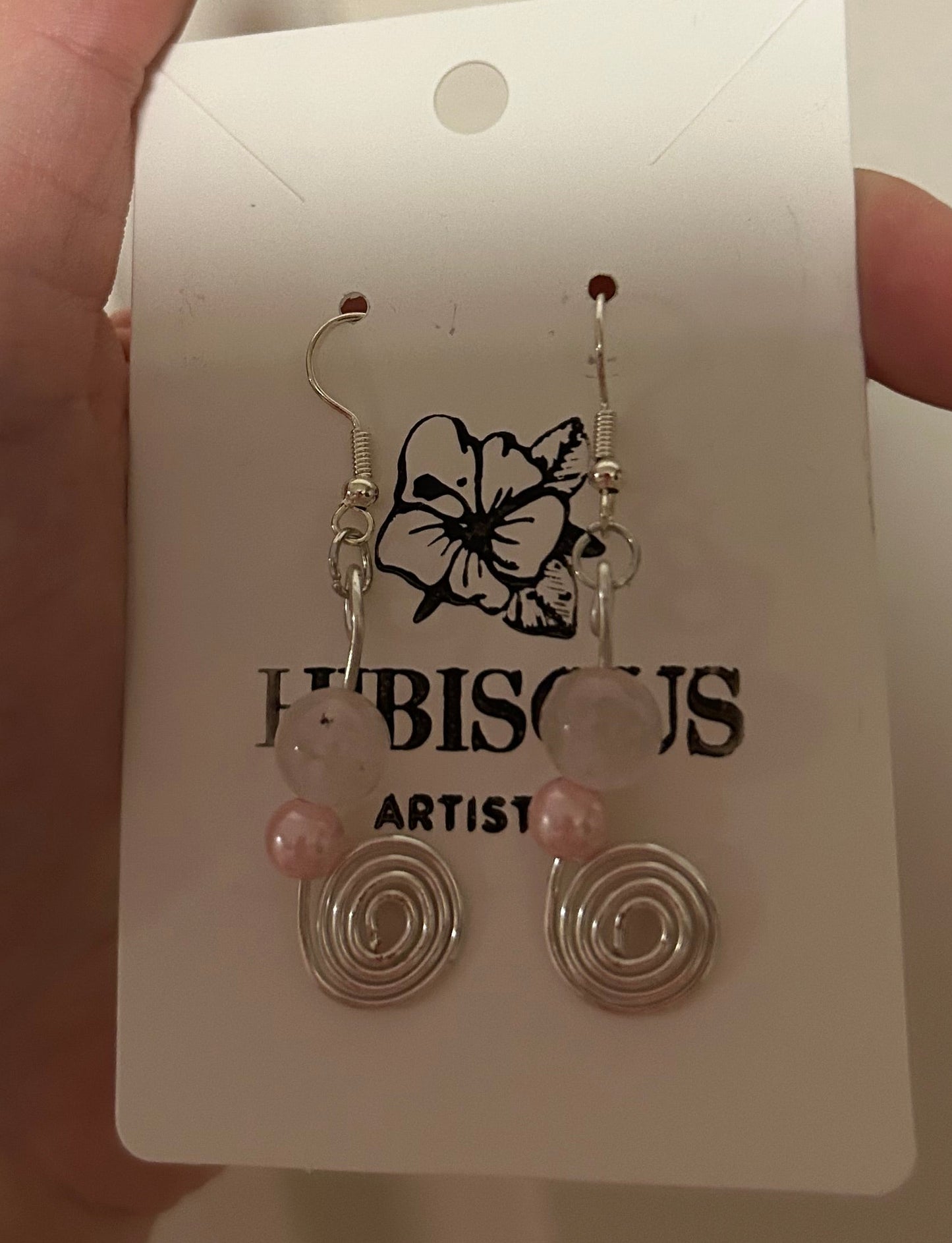 Rose Quartz Silver Spiral Earrings