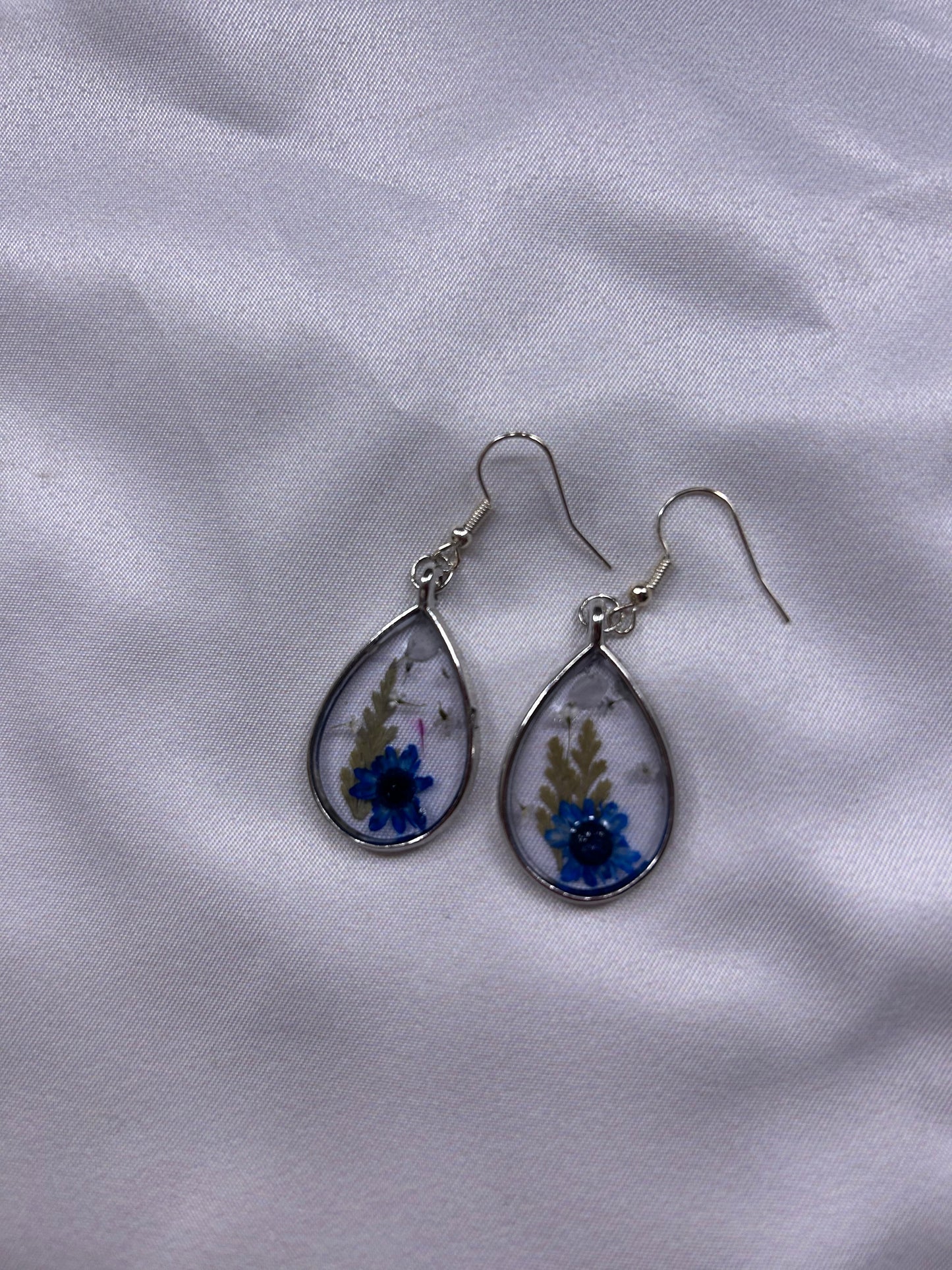Blue Floral Drop Earrings