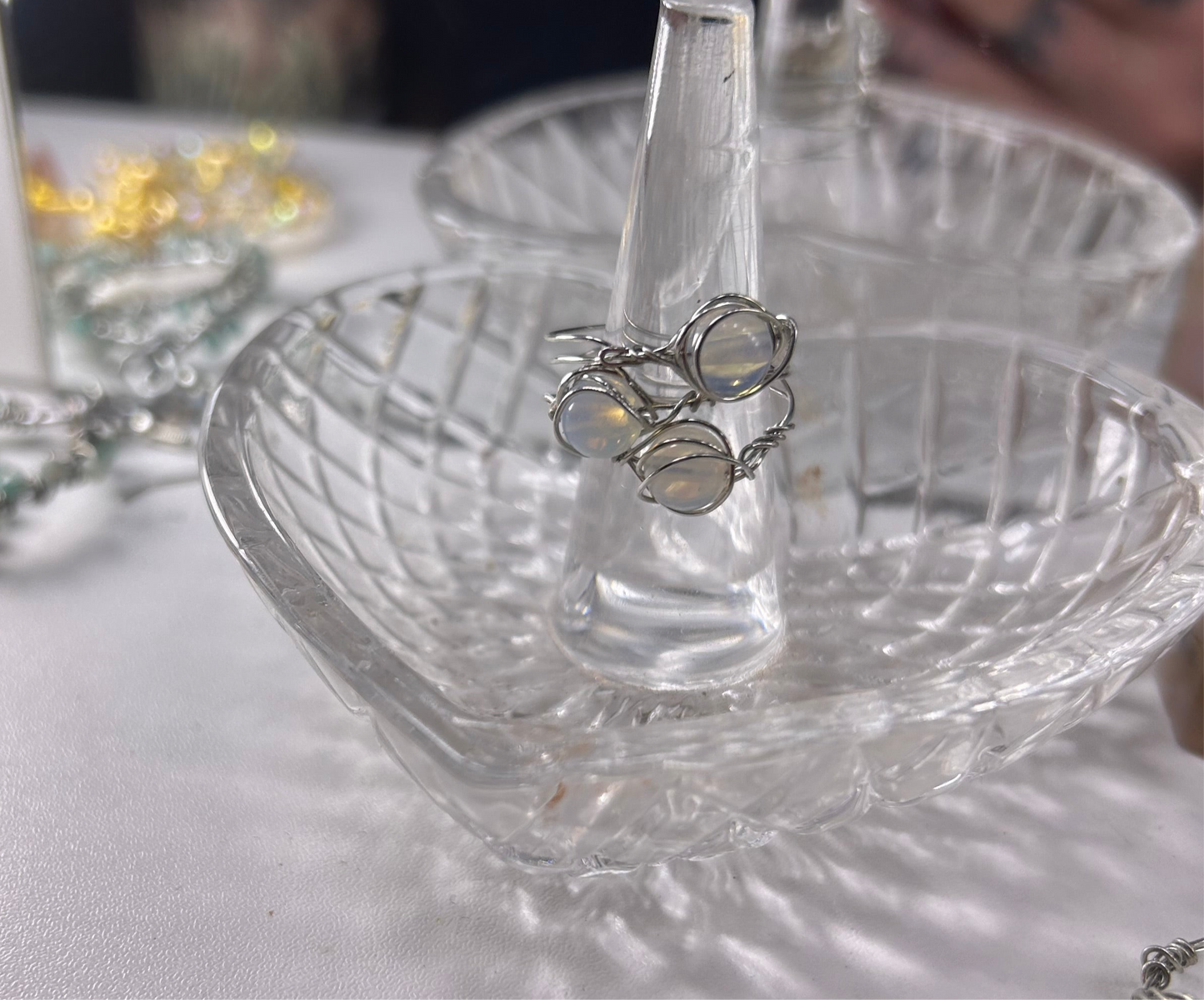 Wire Wrapped Crystal Rings - 6mm bead