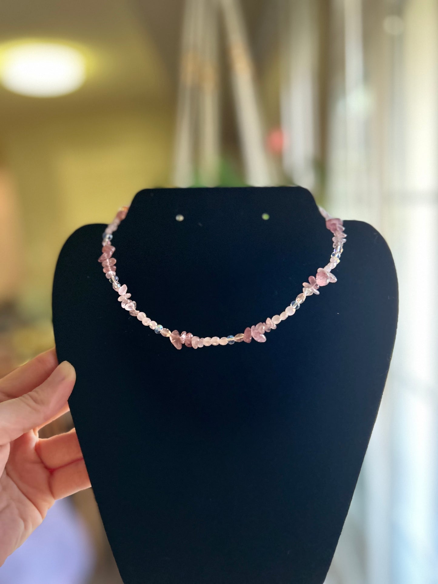Strawberry Quartz Beaded Choker