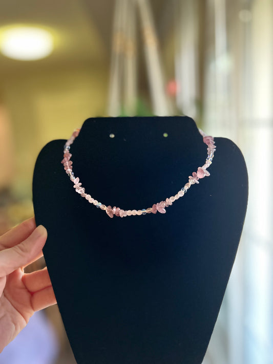 Strawberry Quartz Beaded Choker