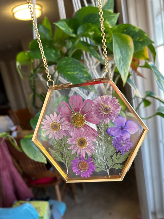 Pressed Flower Wall Art - Purple