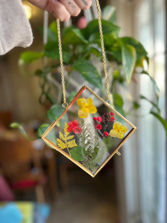 Pressed Flower Wall Art - Yellow & Red